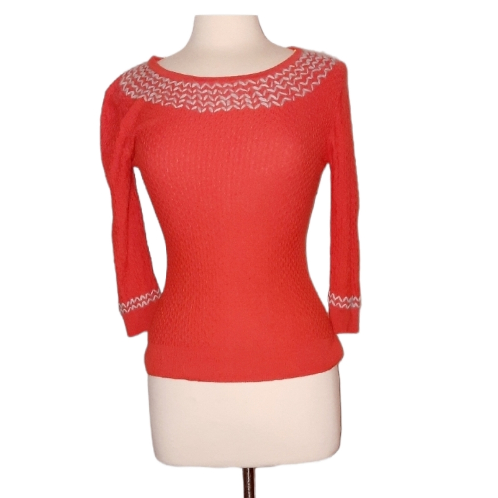 Tulle S/P Quarter Length Sleeve Cable Knit Distressed sweater shirt top …